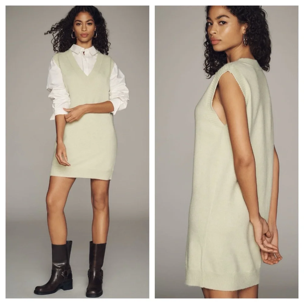 NWT Anthropologie Sunday in Brooklyn Sweater Vest Cozy Soft Mini Dress, M - Picture 1 of 17